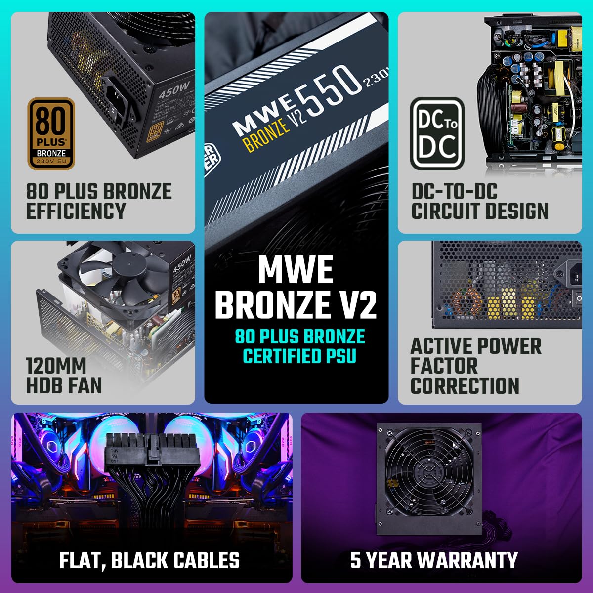 Cooler Master Fonte de alimentação MWE 550 Bronze V2 - Não modular